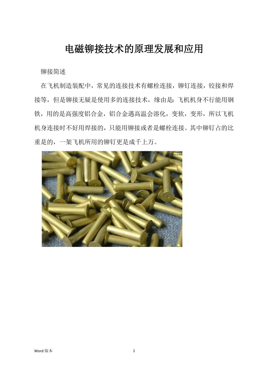 电磁铆接技术的原理发展和应用_第1页