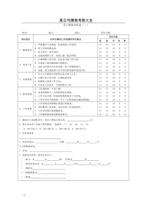 公司管理层级员工业绩评价样表