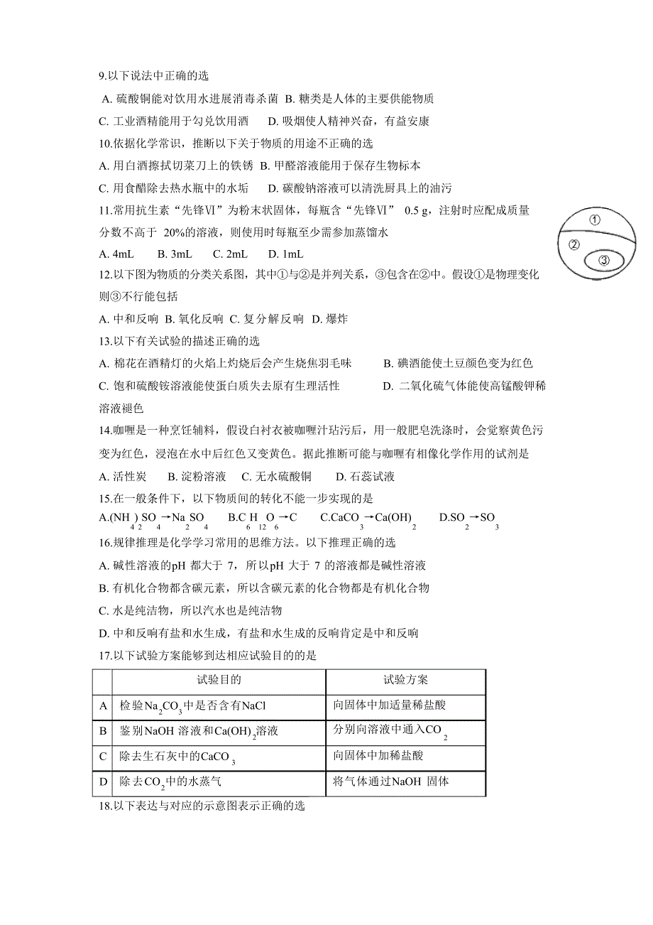 江苏省常州市2022年学年下学期九年级化学新课结束考试试卷_第2页