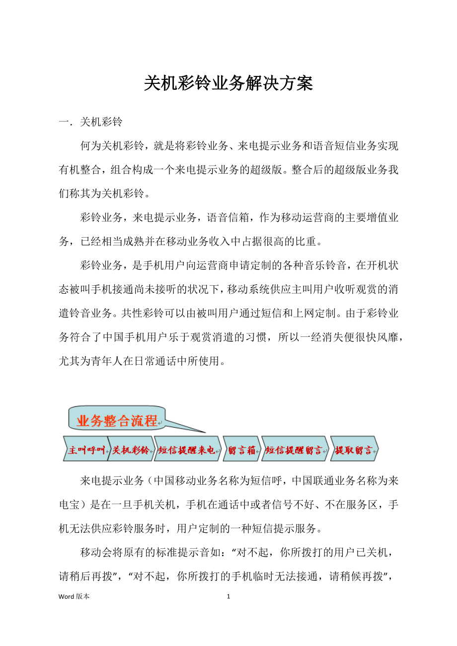 关机彩铃业务解决方案_第1页