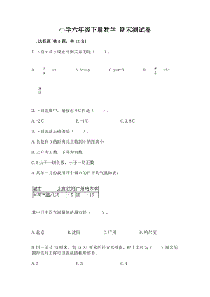 小学六年级下册（数学）期末测试卷精品（突破训练）一套