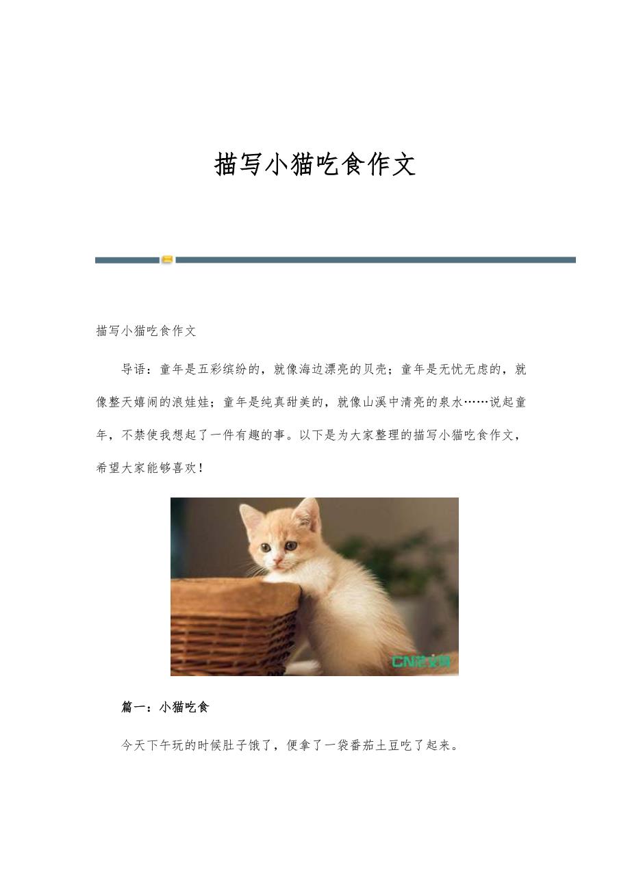 描写小猫吃食作文_第1页