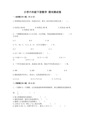 小学六年级下册（数学）期末测试卷精品【名师系列】一套