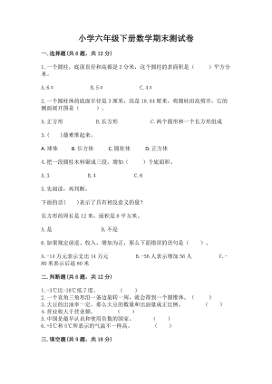 小学六年级下册（数学）期末测试卷精品（满分必刷）