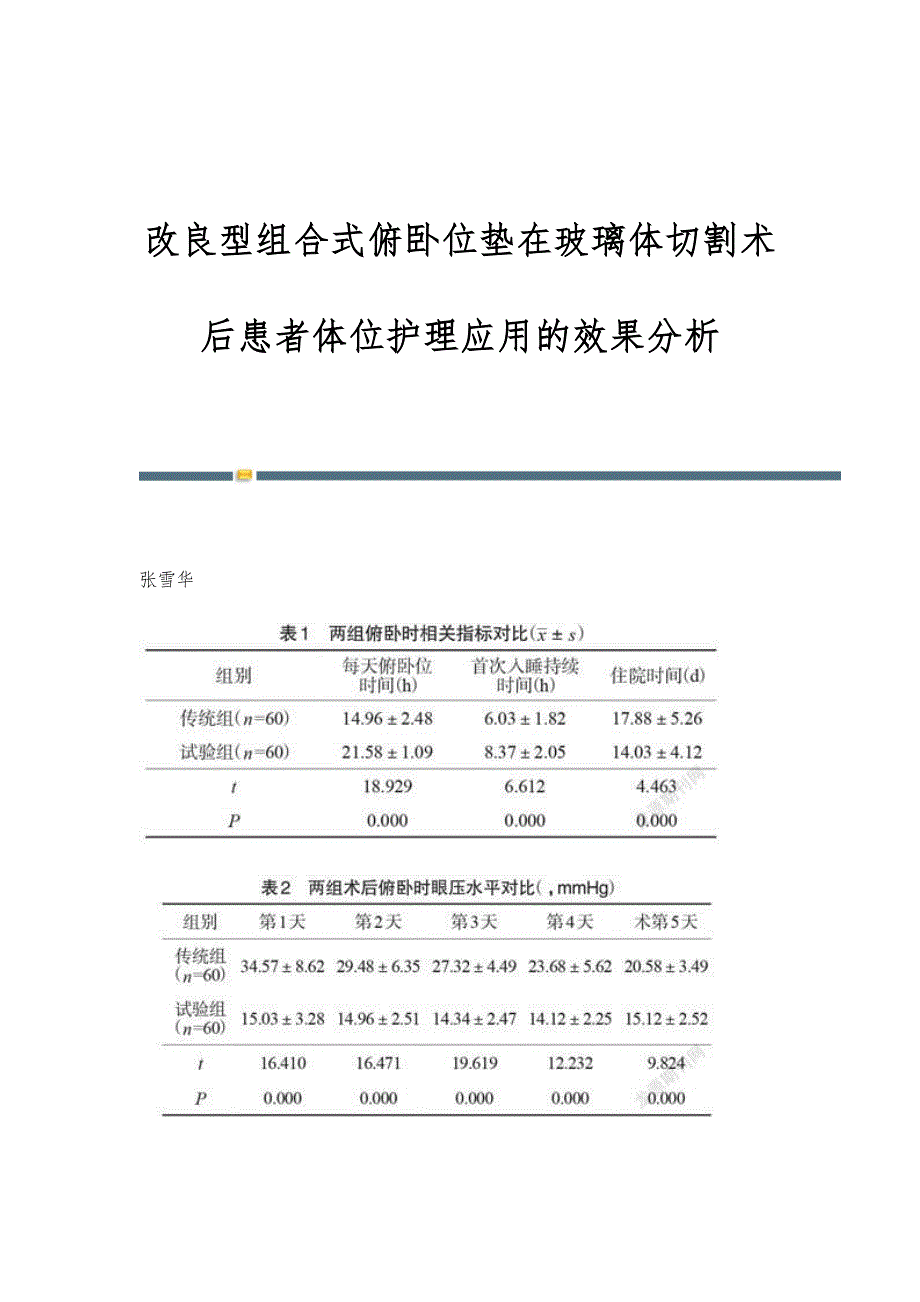改良型组合式俯卧位垫在玻璃体切割术后患者体位护理应用的效果分析_第1页