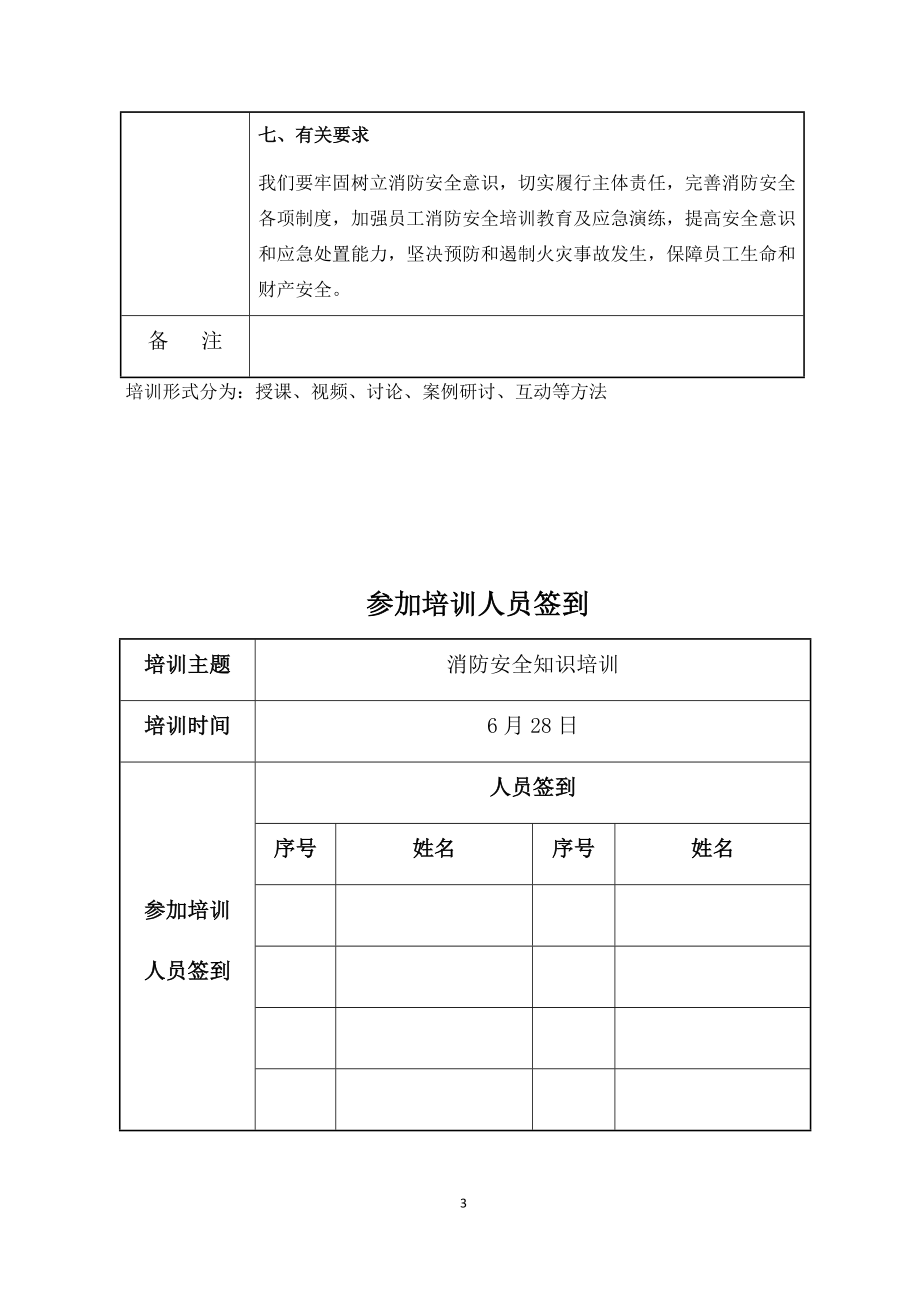 消防安全知识培训记录及签到表_第3页