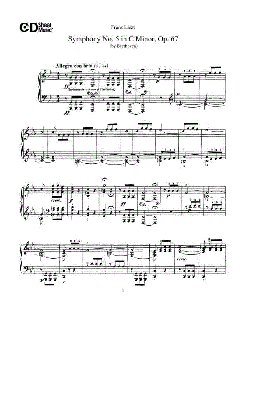 c小调第五交响曲“命运”《Liszt》Symphony《No.5》in《c》Minor《Op.67》《《Solo》Piano《李斯特改编钢琴独奏版》》钢琴五线谱正谱_第1页