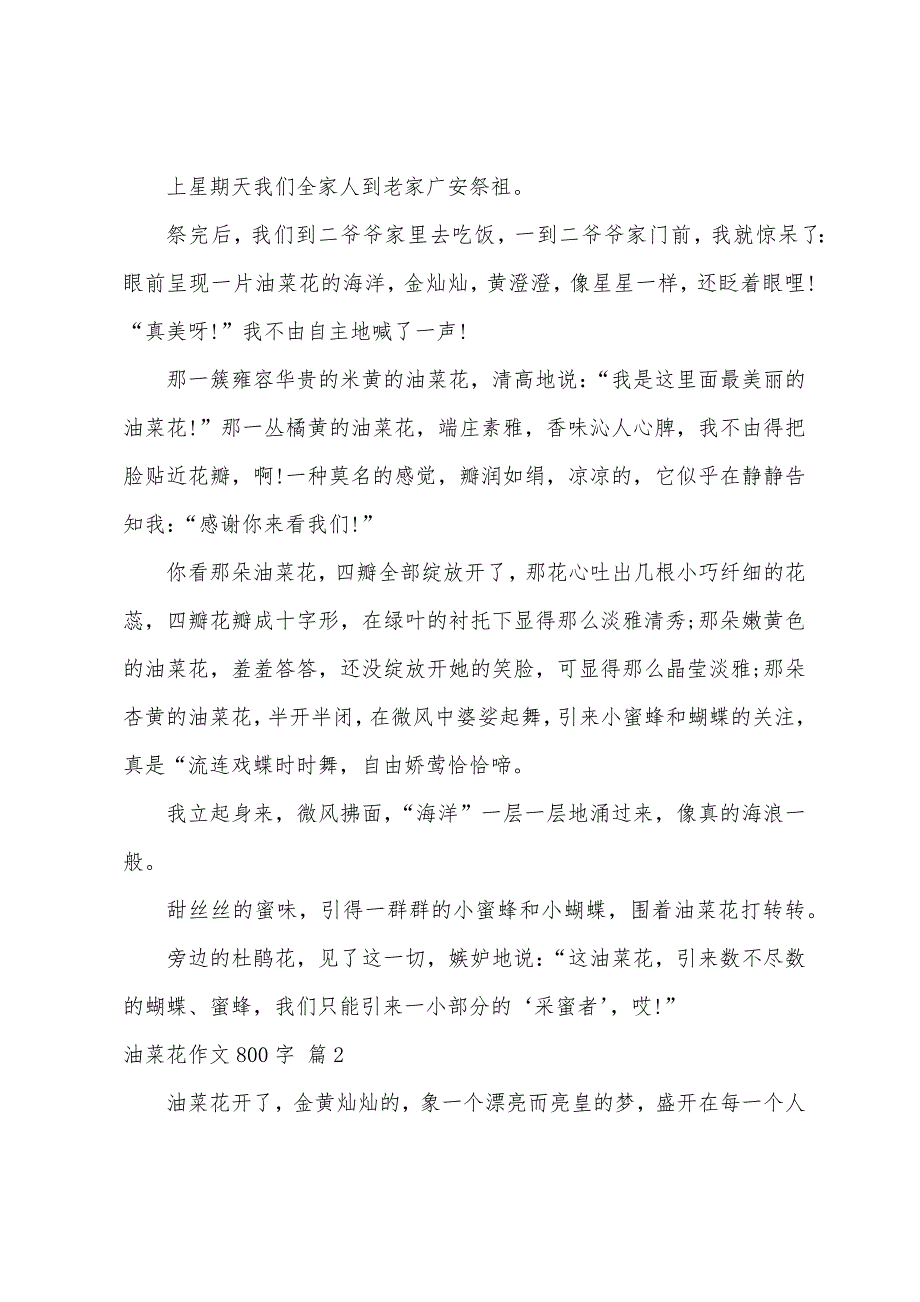 关于油菜花作文800字（精选36篇）_第2页