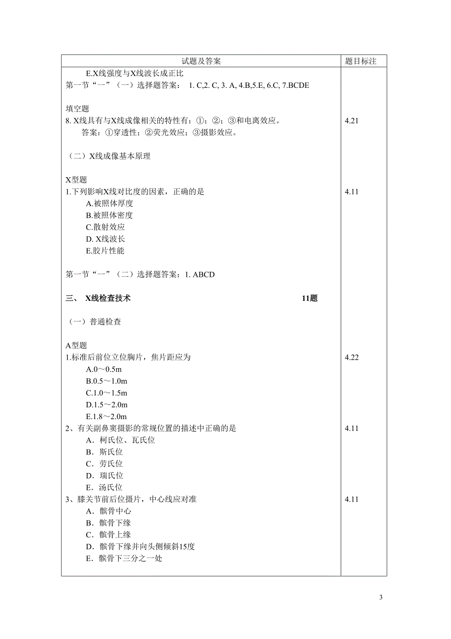 医学影像学——分章节题库_第3页