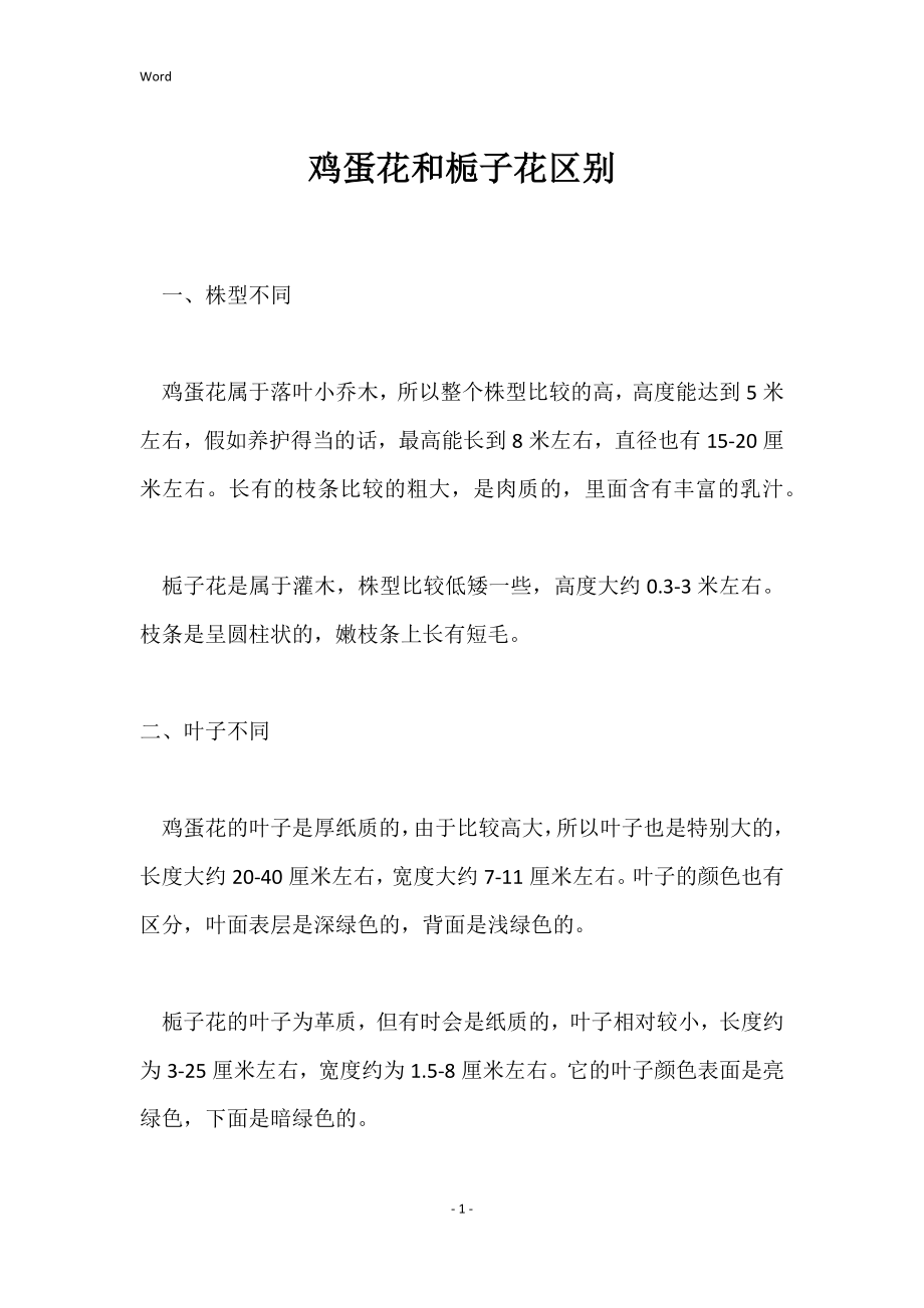 鸡蛋花和栀子花区别_第1页