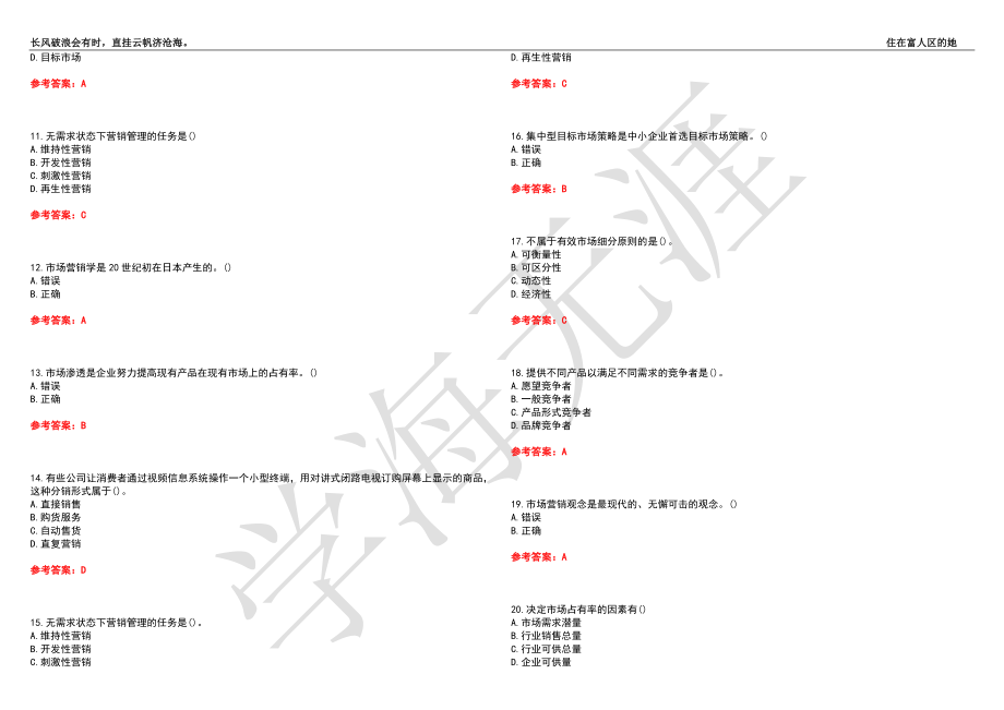 西安交通大学21春“工商管理”《市场营销学》离线作业（四）辅导答案2_第2页