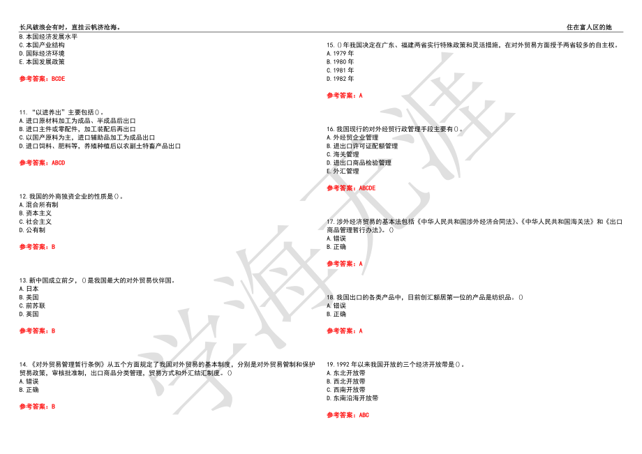 西北工业大学21春“工商管理”《对外贸易概论》离线作业（三）辅导答案9_第2页