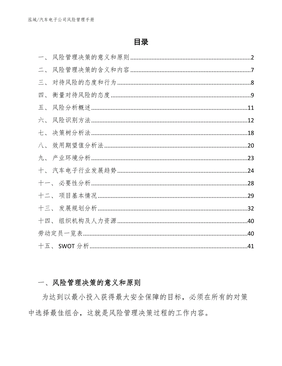 汽车电子公司风险管理手册_范文_第2页