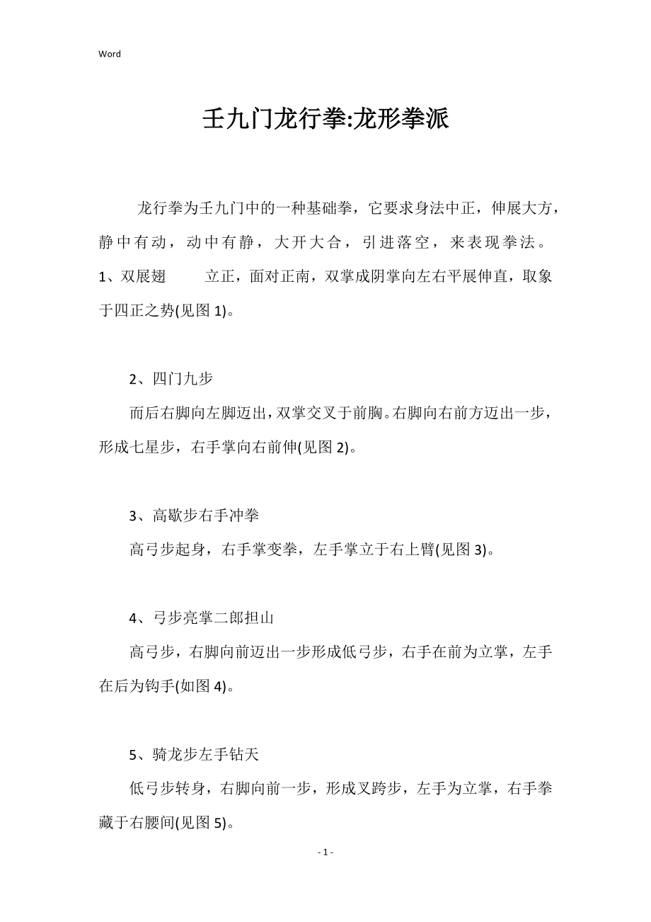 壬九门龙行拳龙形拳派_第1页
