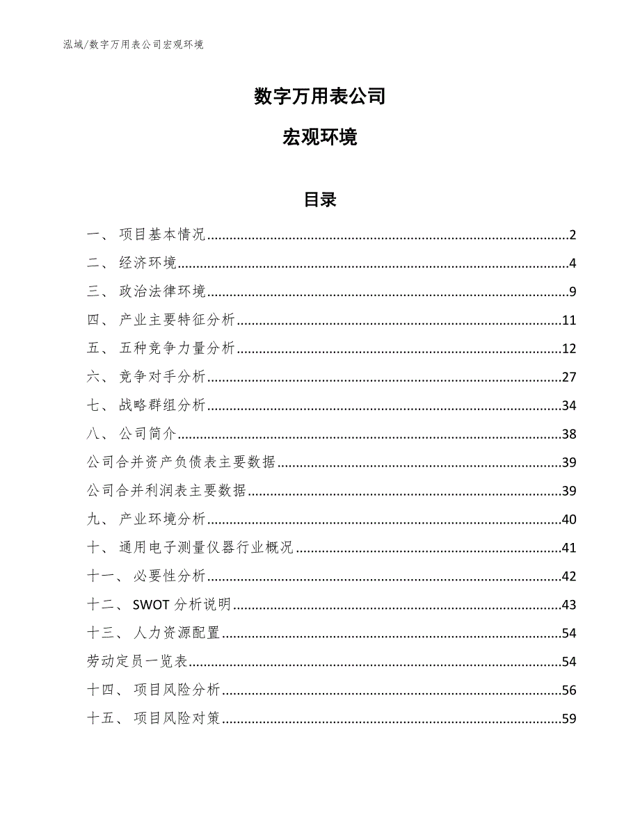 数字万用表公司宏观环境_第1页