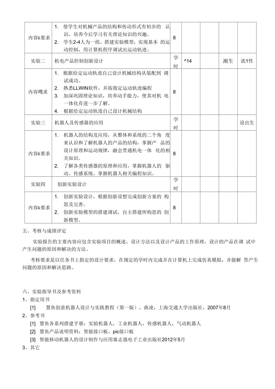 机电控制创新实验大纲_第2页