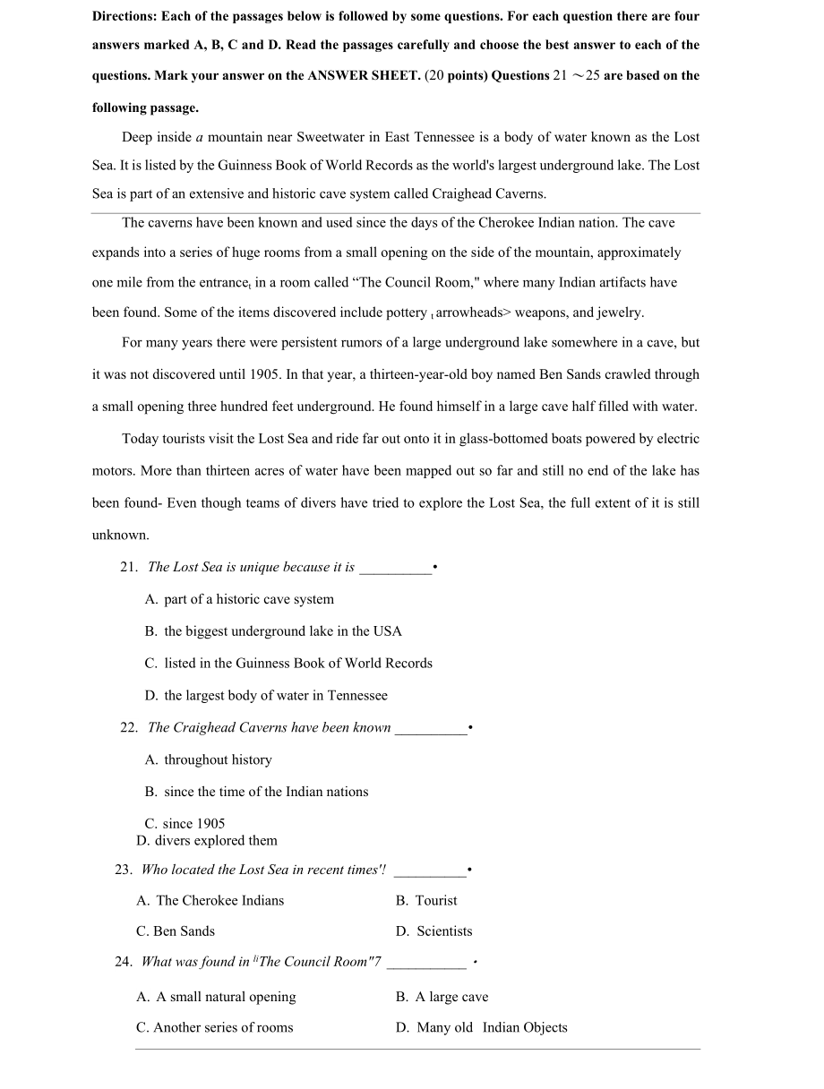 （2022更新）国家开放大学电大专科《综合英语3》2020-2021期末试题及答案试卷号：2160_第3页