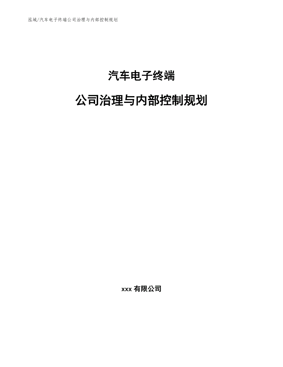 汽车电子终端公司治理与内部控制规划（参考）_第1页