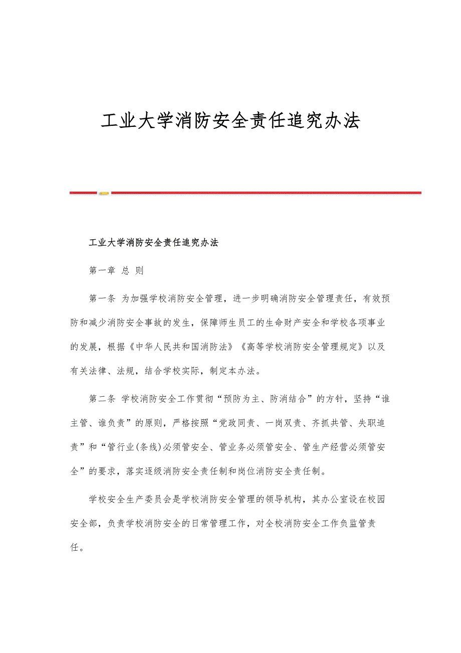 工业大学消防安全责任追究办法-第1篇_第1页