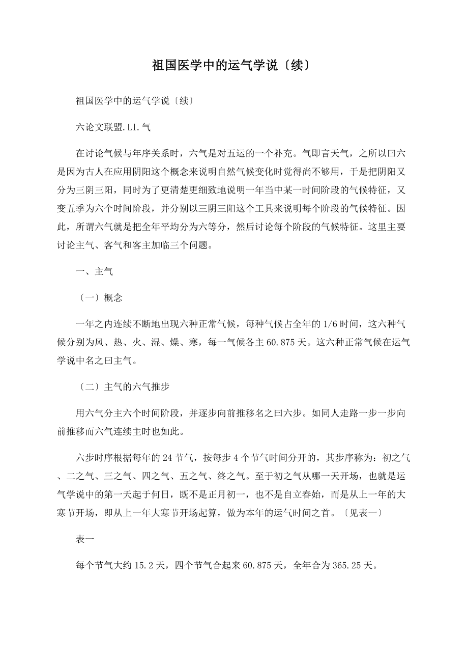 祖国医学中的运气学说（续）_第1页