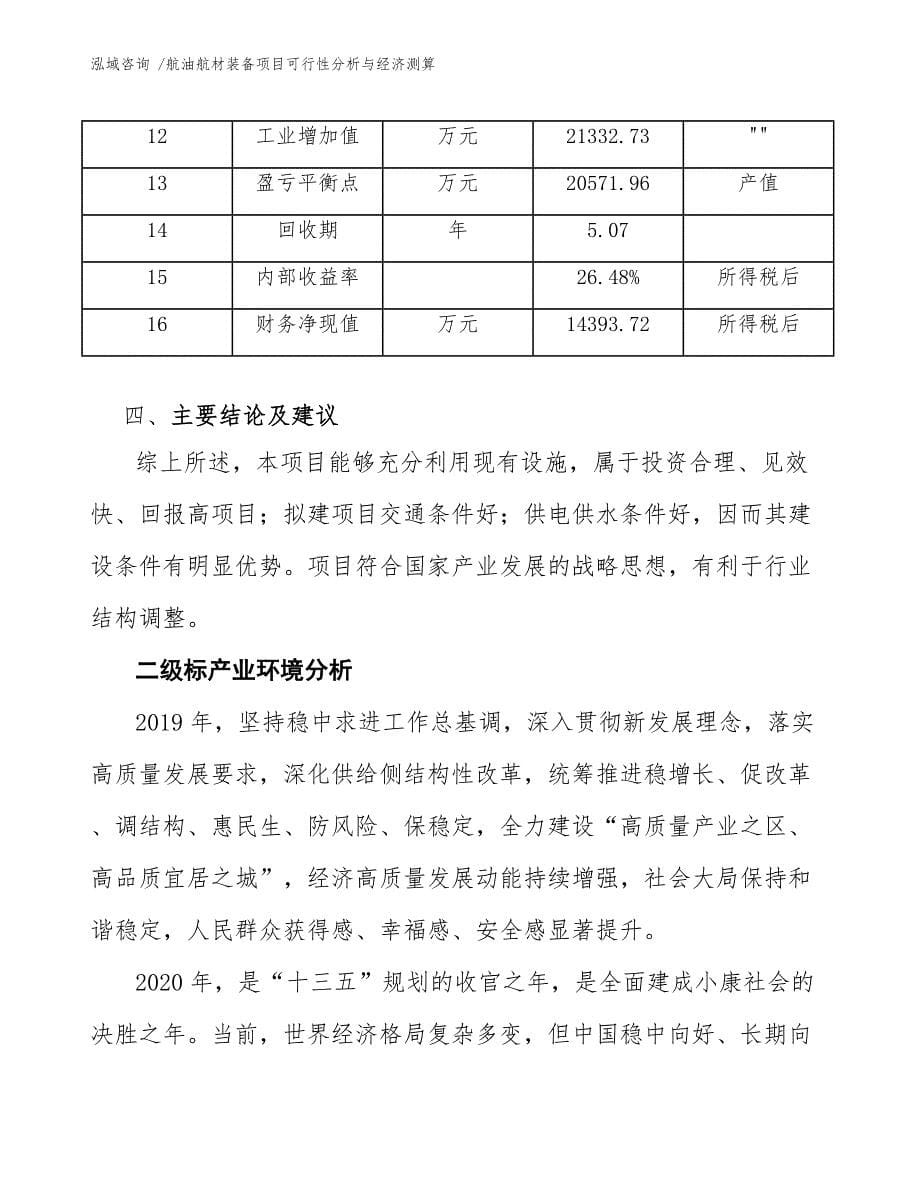 航油航材装备项目可行性分析与经济测算参考范文_第5页