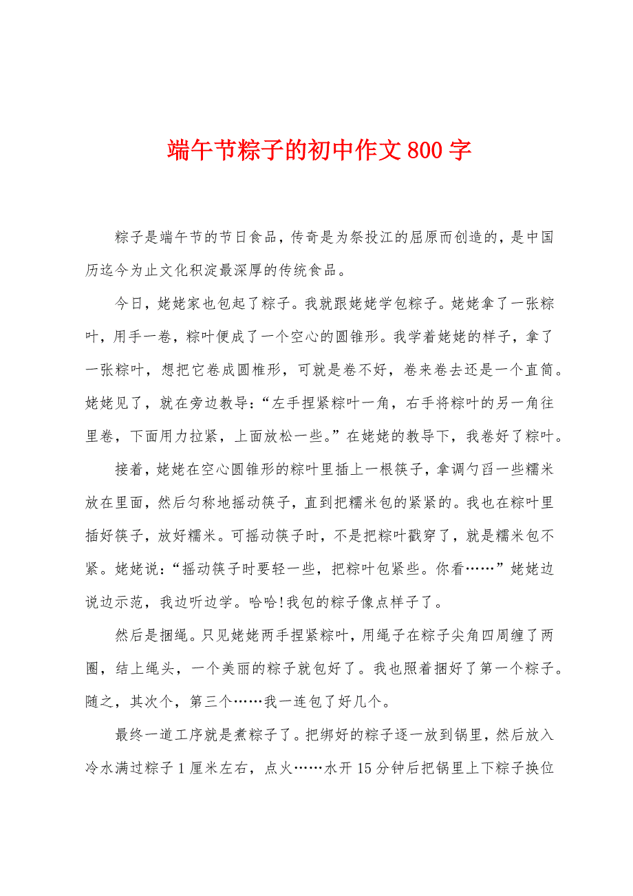 端午节粽子的初中作文800字_第1页