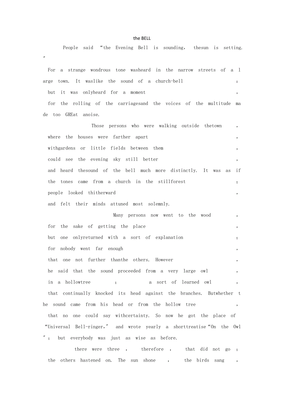 小学英语安徒生童话系列八theBELL钟声阅读素材_第1页