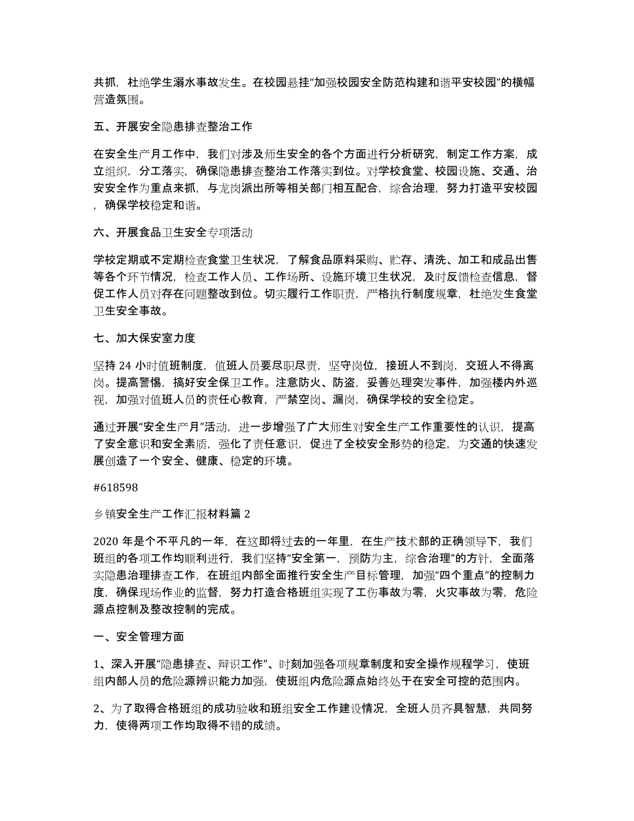 乡镇安全生产工作汇报材料4篇_第2页