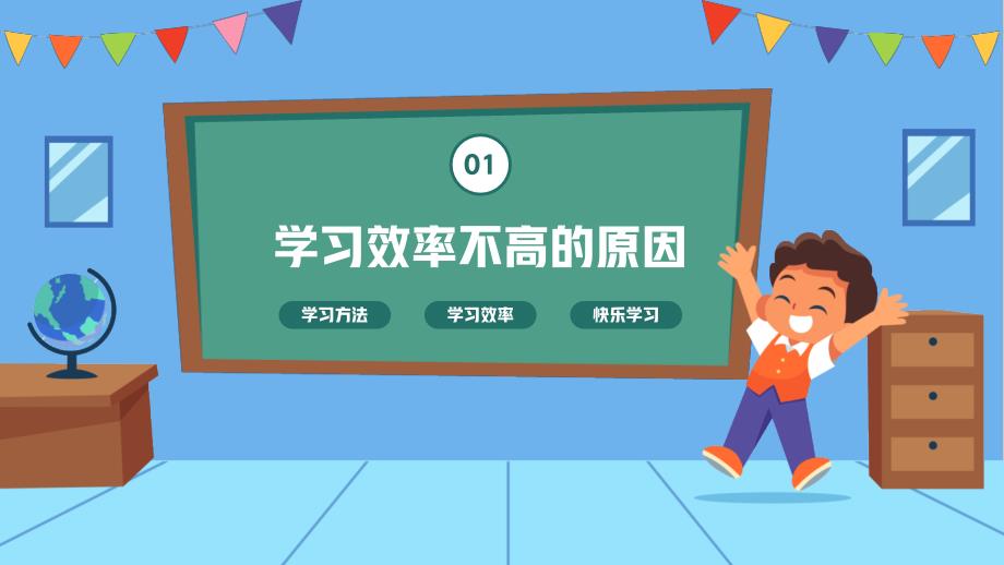 简约卡通风中小学生快乐学习高效学习主题班会PPT25_第3页