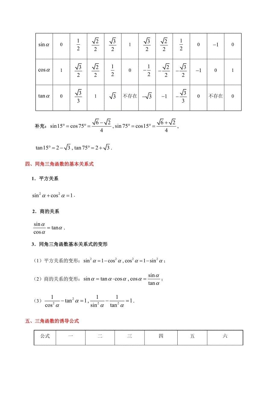 金老师教育培训备战高考文科数学一轮专题复习讲义含练习答案解析考点13 三角函数的基本概念、同角三角函数的基本关系与诱导公式_第5页