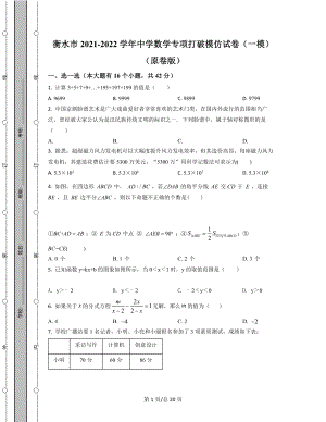 衡水市2021-2022学年中学数学专项突破模拟试卷（一模）（原卷版）（解析版）合集丨可打印