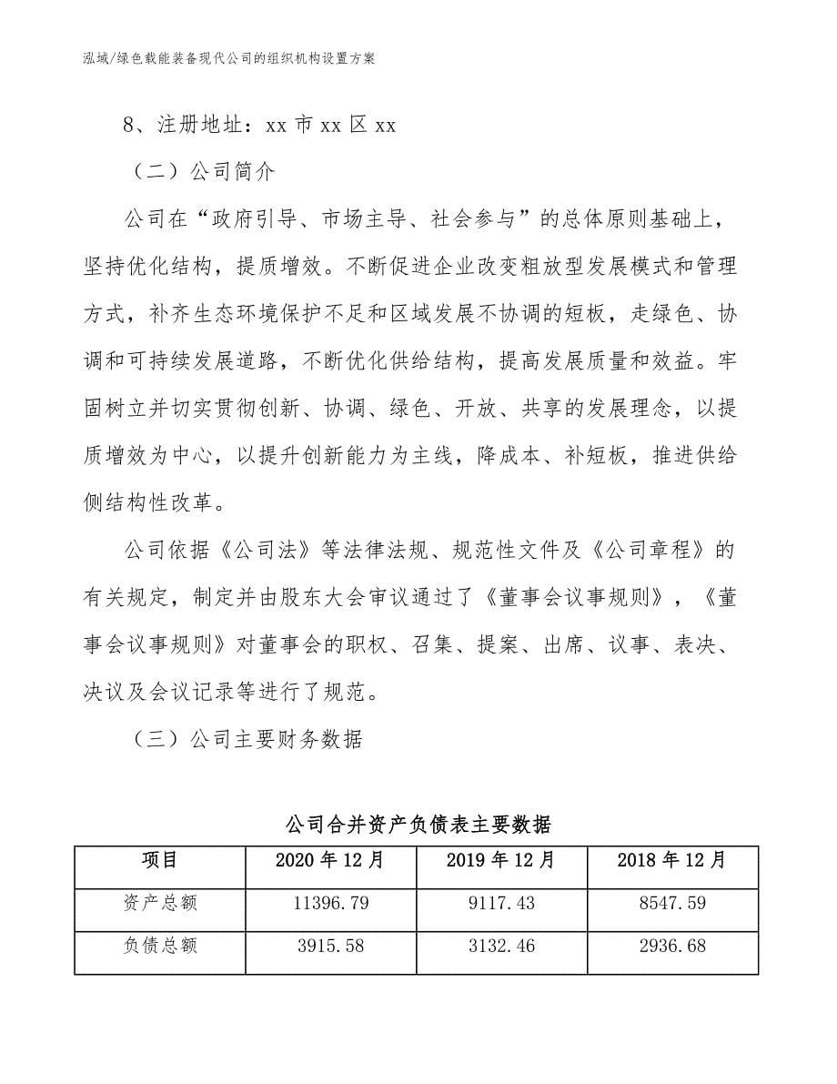 绿色载能装备现代公司的组织机构设置方案（范文）_第5页