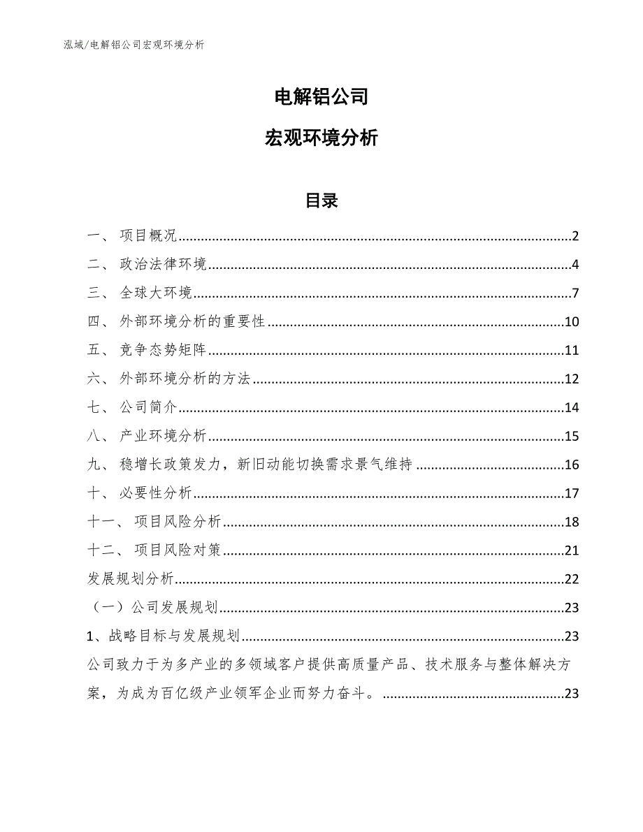 电解铝公司宏观环境分析_第1页