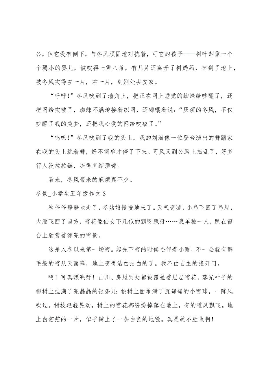 冬景_小学生五年级作文_第2页