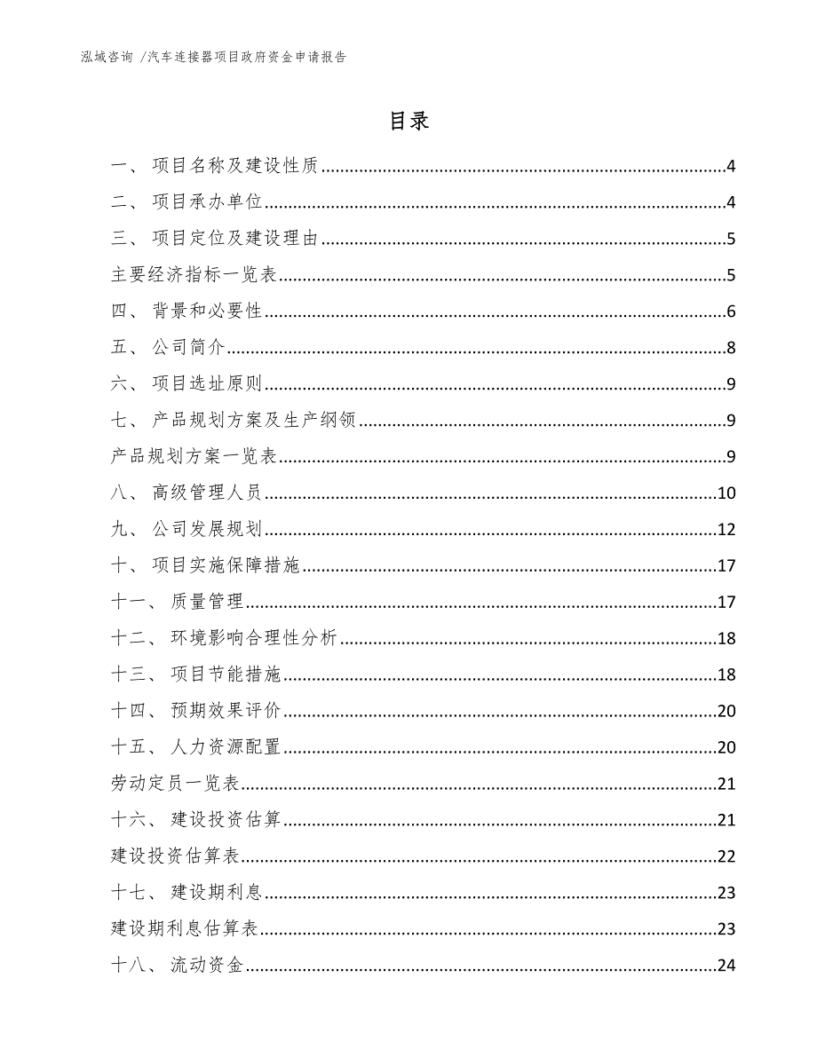 汽车连接器项目政府资金申请报告_模板_第1页