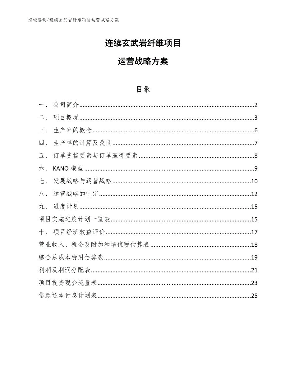 连续玄武岩纤维项目运营战略方案_范文_第1页