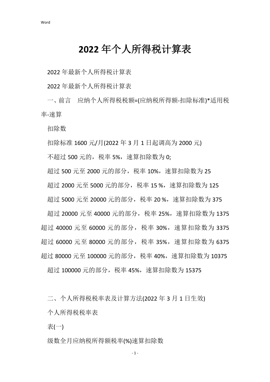 2022年个人所得税计算表_第1页
