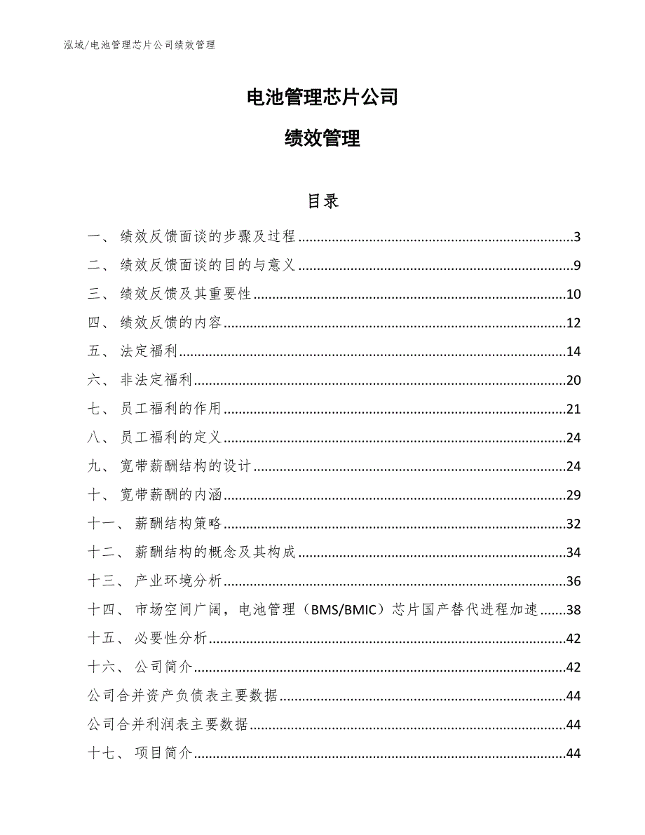 电池管理芯片公司绩效管理_参考_第1页