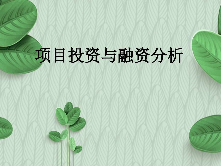 项目投资与融资分析-第5章-项目投资与运营成本的估算课件_第1页