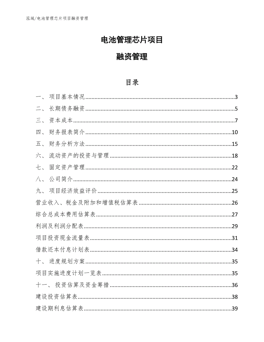 电池管理芯片项目融资管理_第1页