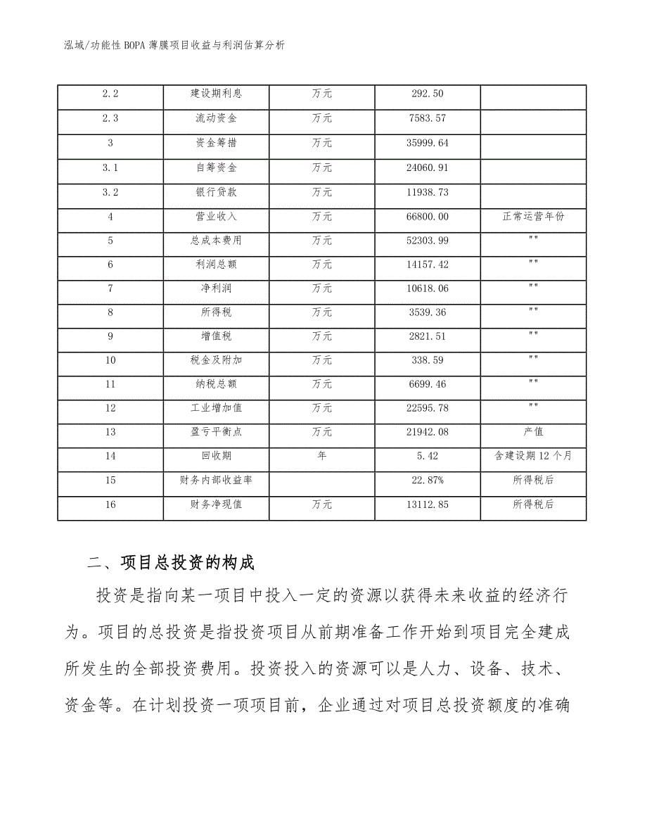 功能性BOPA薄膜项目财务效益_第5页