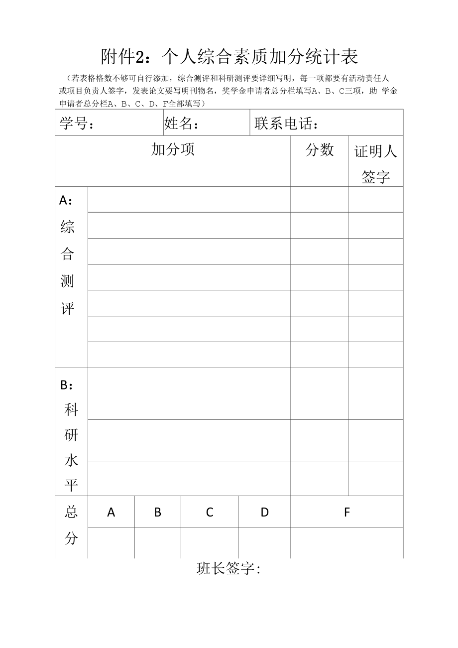 个人综合素质加分统计表_第1页