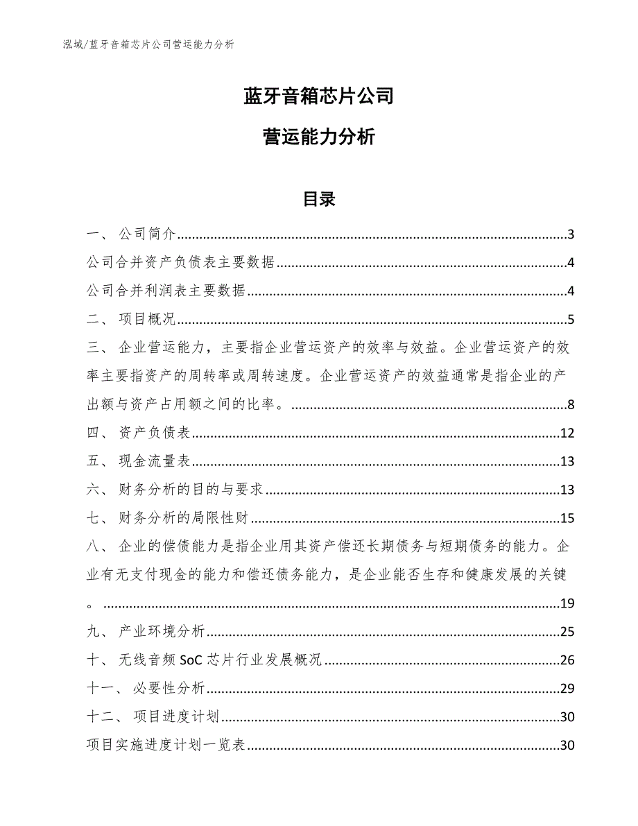 蓝牙音箱芯片公司营运能力分析（参考）_第1页