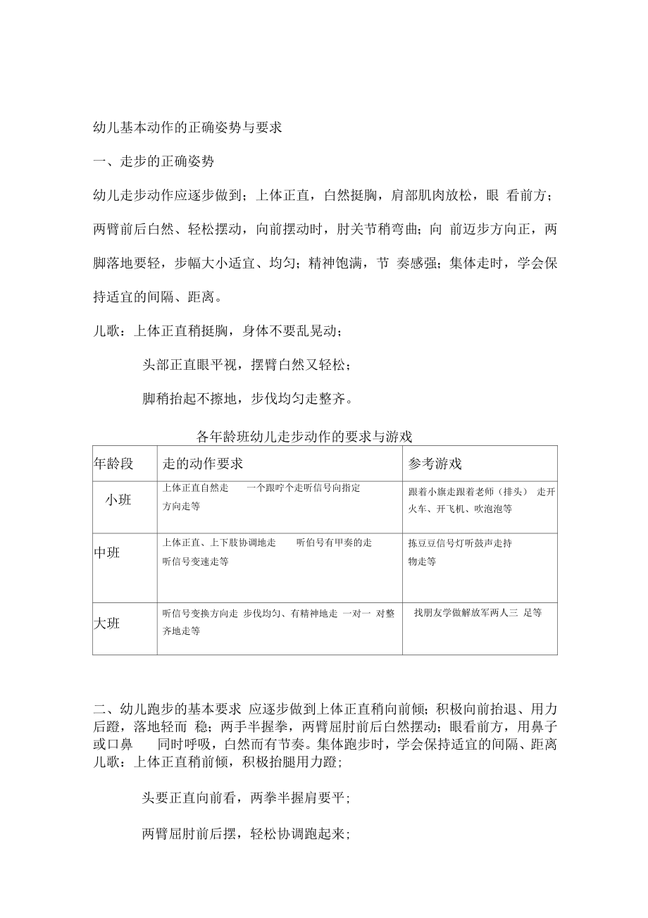 幼儿基本动作的正确姿势与要求讲解_第1页