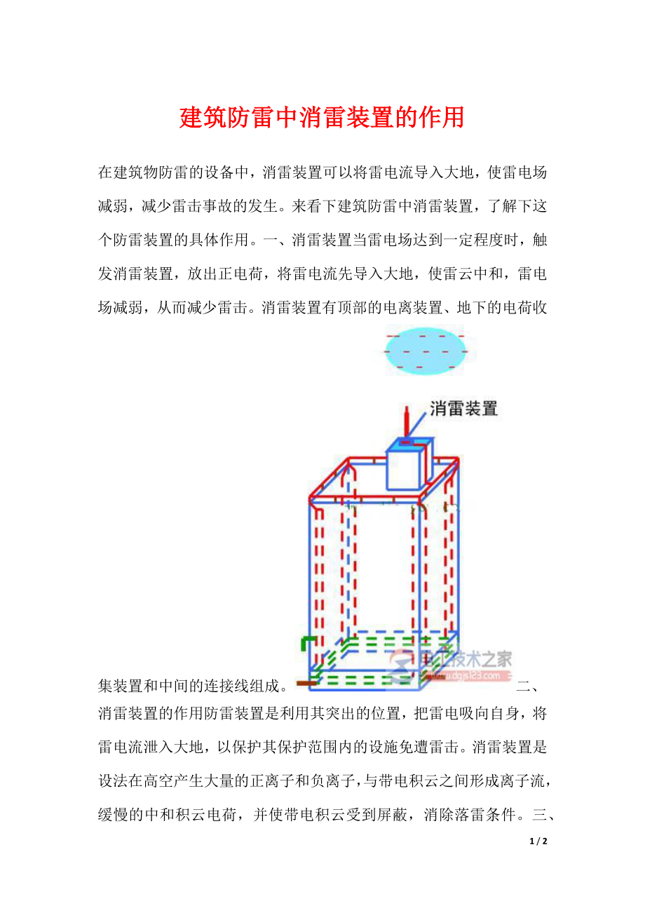 建筑防雷中消雷装置的作用_第1页