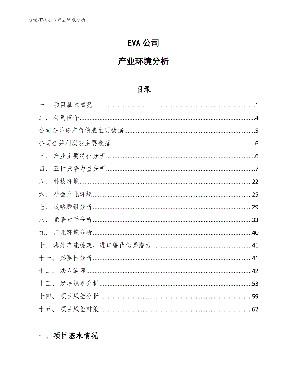 EVA公司产业环境分析_第1页