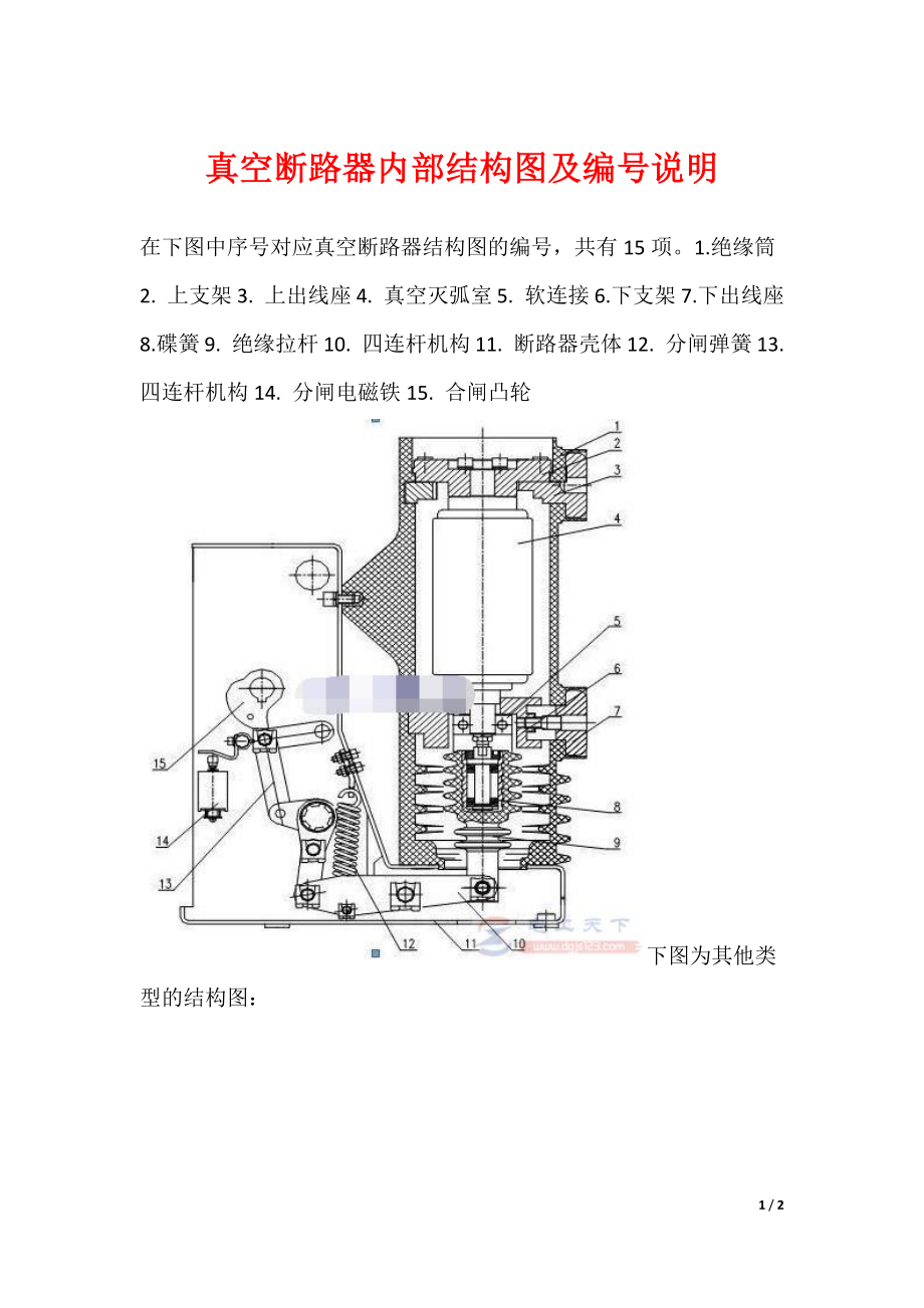 真空断路器内部结构图及编号说明_第1页