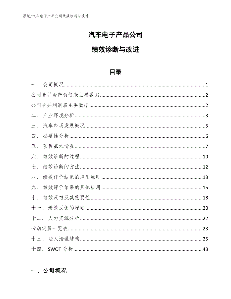 汽车电子产品公司绩效诊断与改进【范文】_第1页