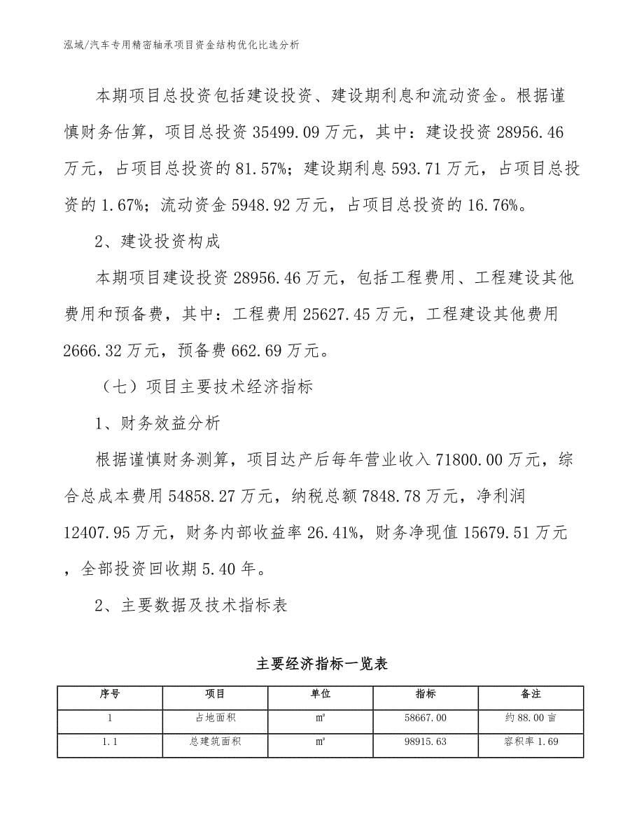 汽车专用精密轴承项目资金结构优化比选分析【参考】_第5页