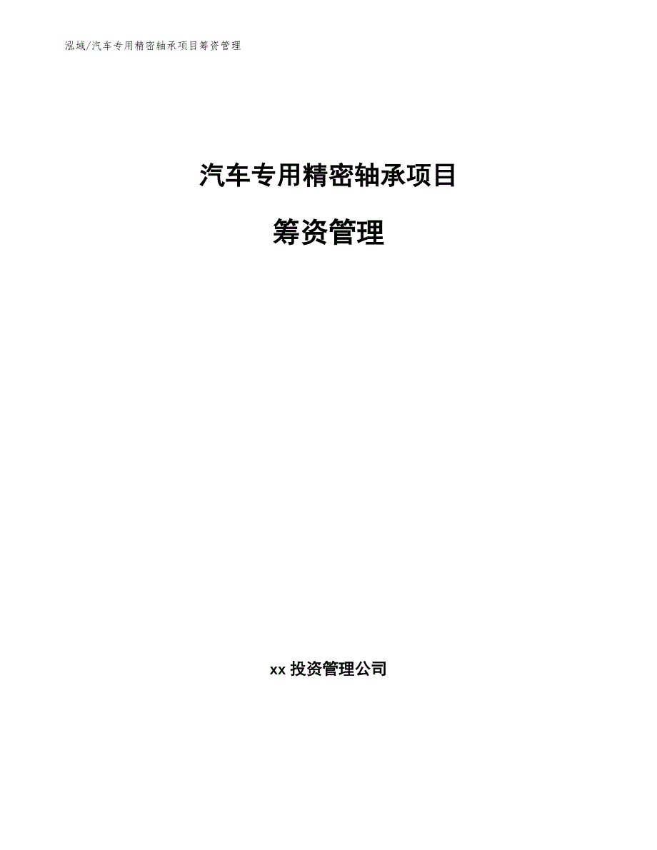 汽车专用精密轴承项目筹资管理【参考】_第1页